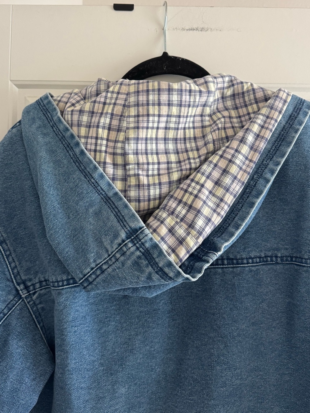 Aeropostale vintage Blue and White Plaid Lined Denim jacket - Picture 8 of 8